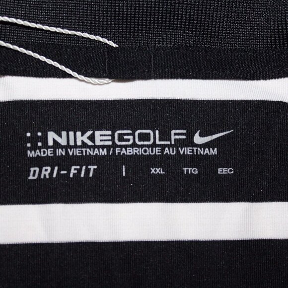 Nike Golf 2XL Dri Fit Stay Cool Short Sleeve Black White Striped Golf Polo Shirt - Picture 5 of 9